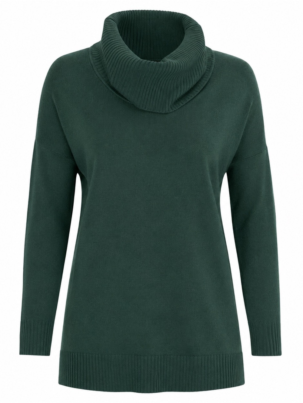 NWT Cable & Gauge Plus Size 1X Forest Green Ribbed Sweater Cowl Neck Turtleneck